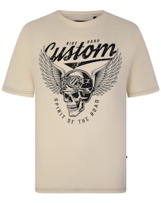 KAM Customs Skull Print T-Shirt Stone